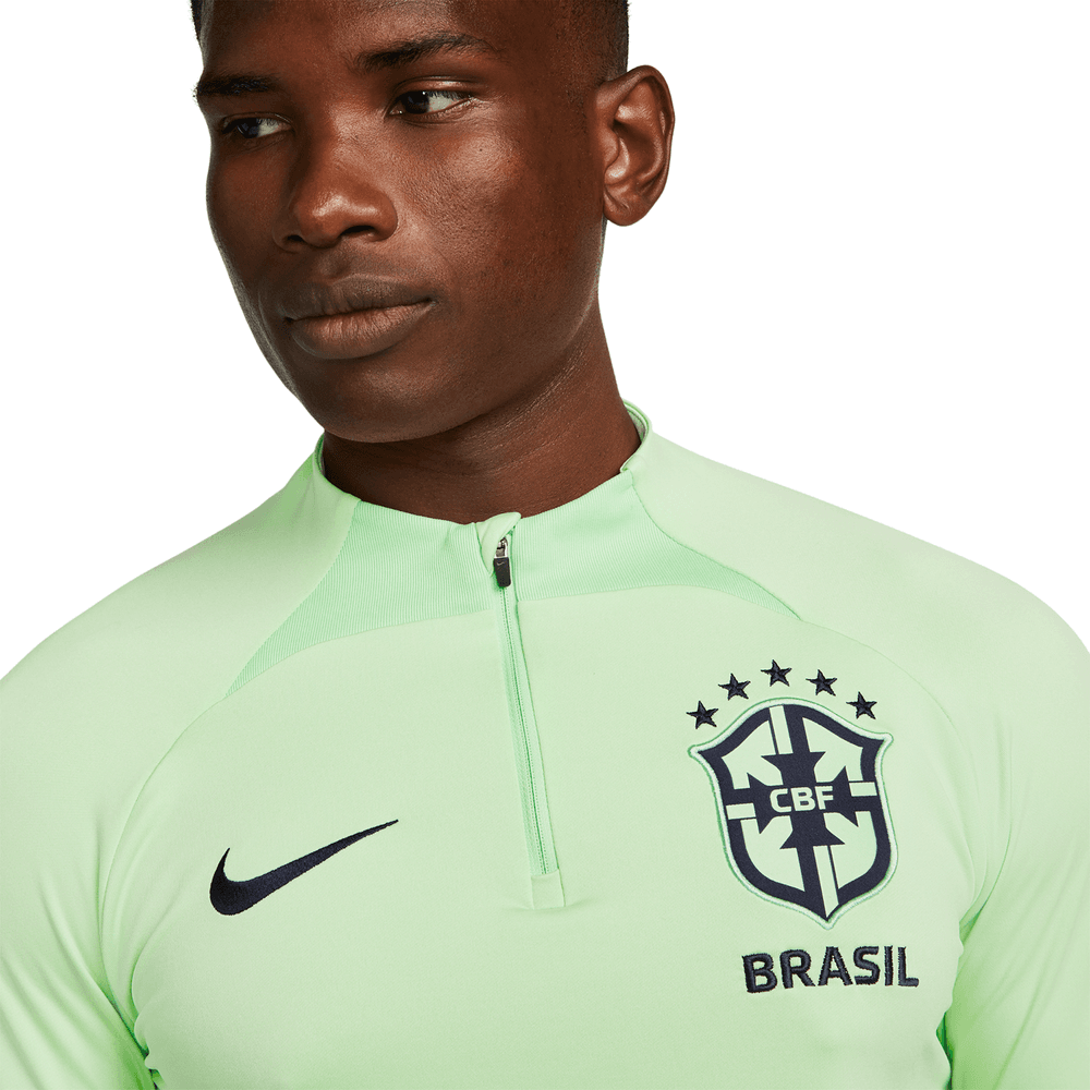 Men's Nike Green Brazil National Team Strike Drill Performance Raglan  Quarter-Zip Long Sleeve Top