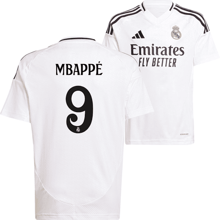 adidas Real Madrid 2024-25 Youth Home Stadium Mbappé Jersey