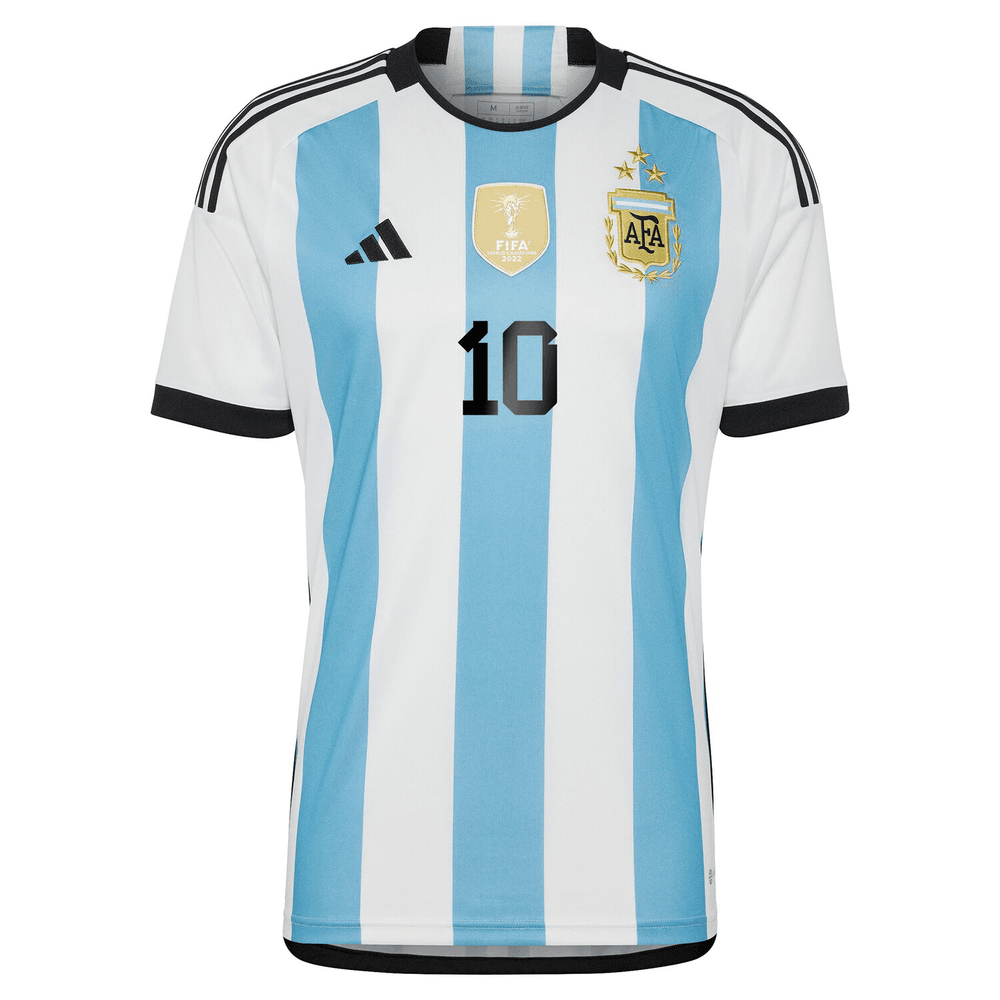 Adidas Argentina Lionel Messi Three Star Home Jersey w/ World Cup Champion Patch 22/23 (White/Light Blue) Size XXL