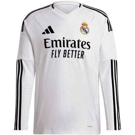 adidas Real Madrid 2024-25 Mens Long Sleeve Home Stadium Jersey
