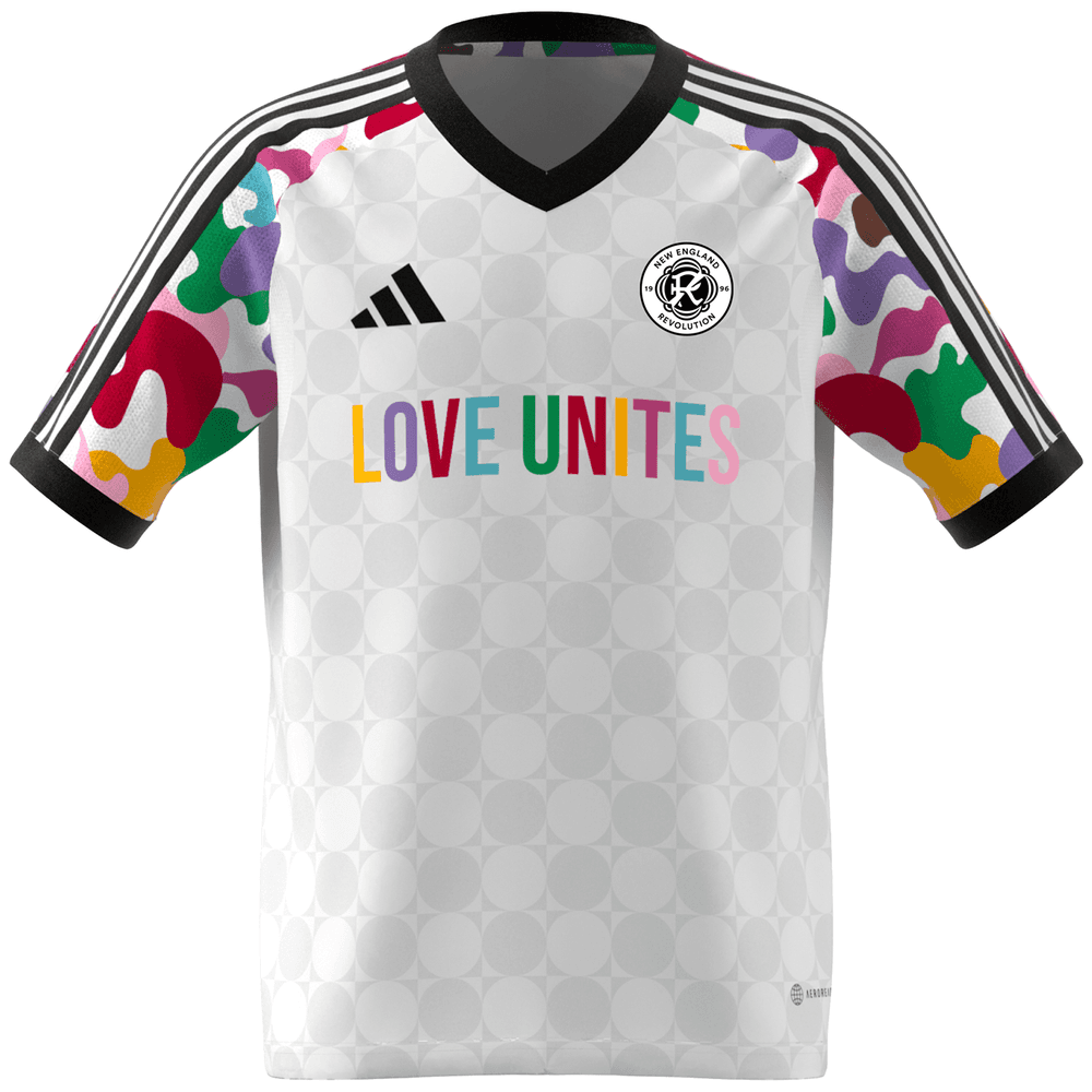 Youth Adidas White New England Revolution 2023 Pride Pre-Match Top