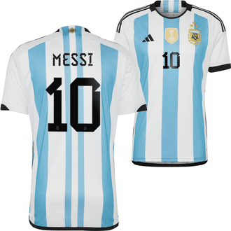 adidas Messi Argentina 2022-23 World Cup 3-Star Youth Home Stadium Jersey