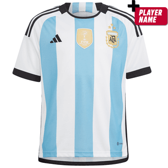 adidas Argentina 2022-23 World Cup 3-Star Youth Home Stadium Jersey