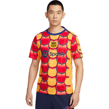Nike FC Barcelona 2023-24 Mens Short Sleeve Academy Pro Pre-Match Top 