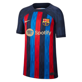 Nike 2022-23 FC Barcelona Jersey Local para niños con Logos de Patrocinadores