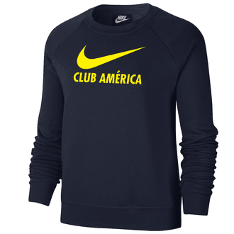 Nike Club America Suéter de forro polar con cuello redondo para mujeres