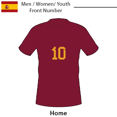 Spain 2022 Men/women/Youth Front Number