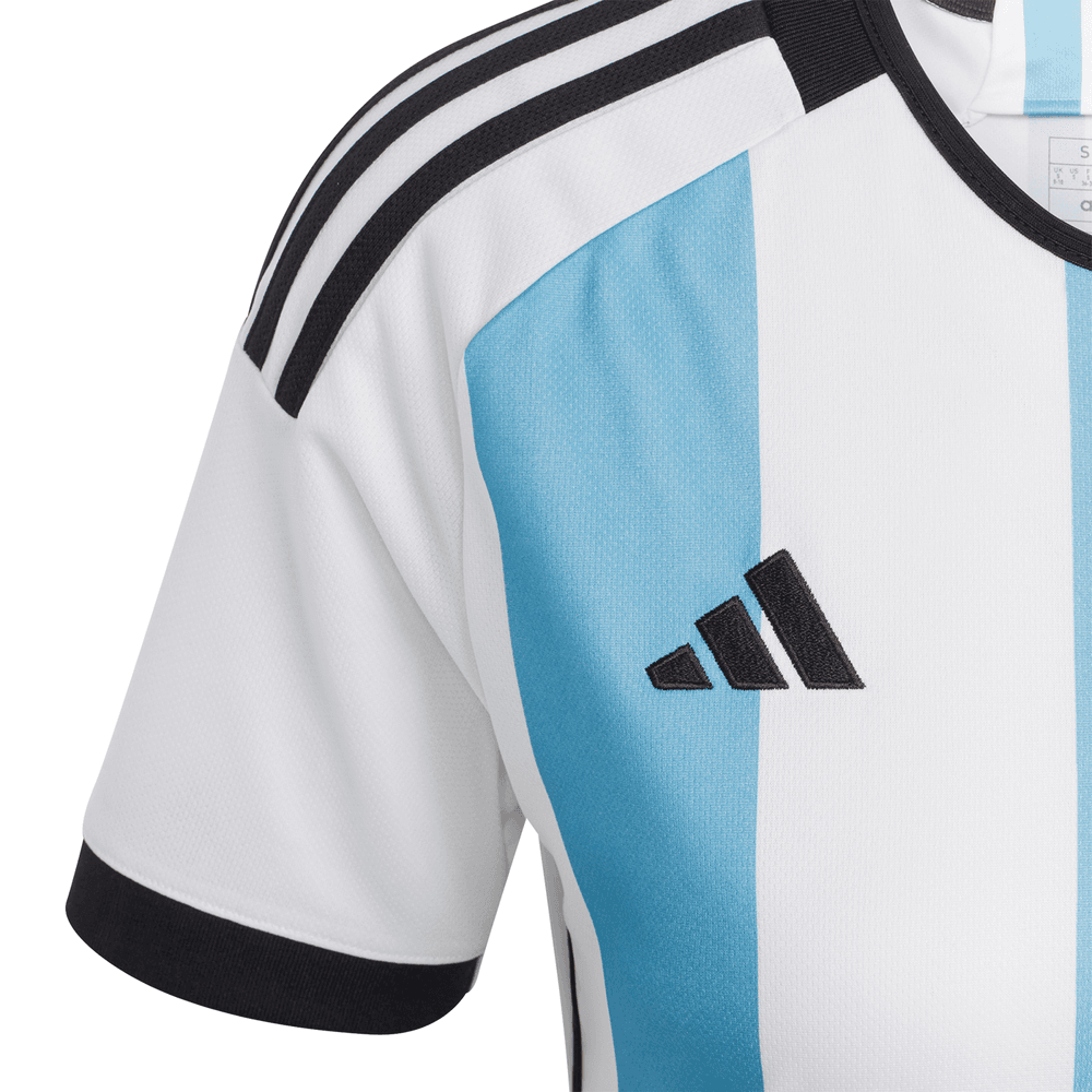Lionel Messi Argentina Three Star 22/23 Youth Home Jersey by Adidas - Youth XL